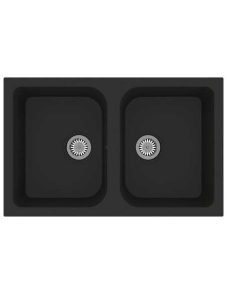 Lavello da Cucina Nero  760x480x184 mm Granito