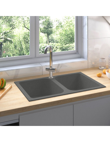 Lavello da cucina  grigio 760x480x184 mm granito