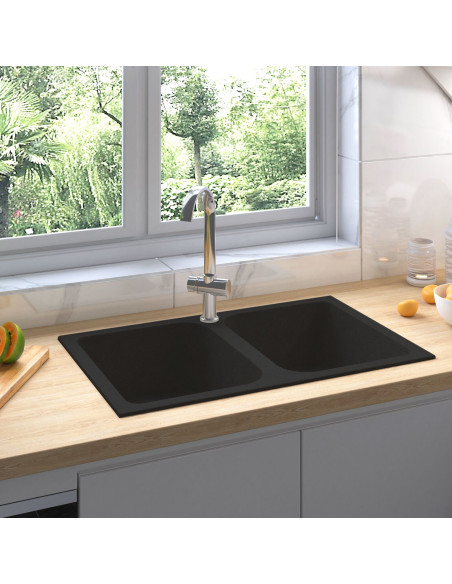 Lavello da Cucina Nero  760x480x184 mm Granito