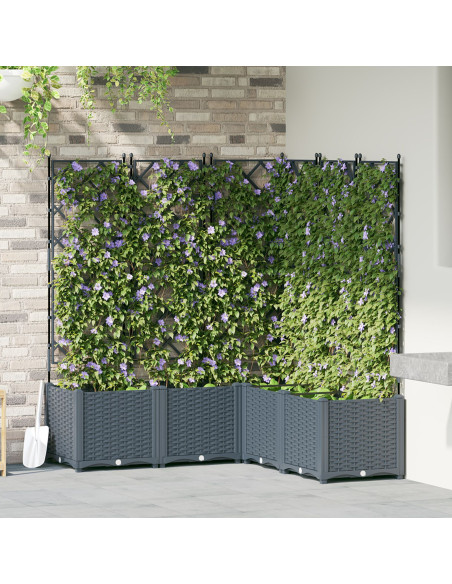 Vaso da Giardino con Trellis 5 pcs Grigio Chiaro 120x120x143 cm