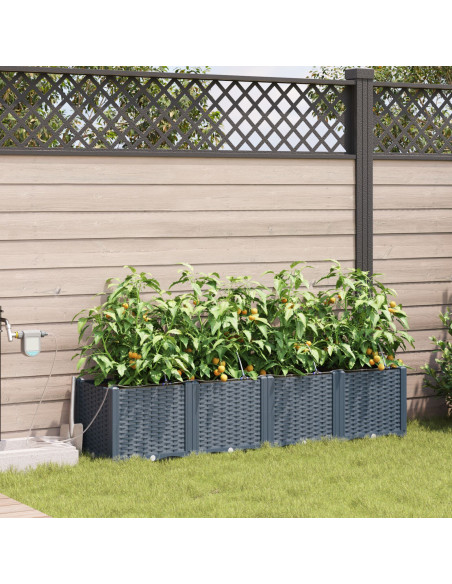 Vasi da Giardino con Sistema di Irrigazione 4 pz Grigio Chiaro