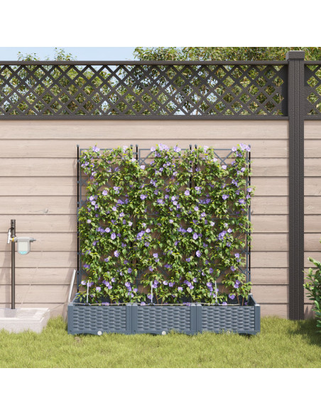 Fioriere da Giardino con Sistema di Irrigazione 3 pcs Grigio chiaro