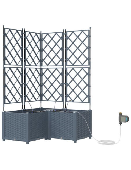 Vasi da Giardino con Sistema di Irrigazione 3 pz Grigio Chiaro