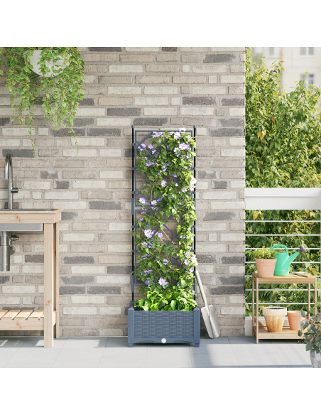Fioriera da Giardino con Trellis Grigio Chiaro 40x40x125.5 cm