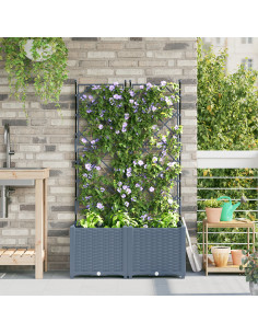 Vaso da giardino 2 pcs Grigio Chiaro 80 x 40 x 143 cm Acciaio