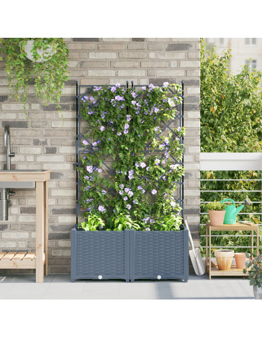 Vaso da giardino 2 pcs Grigio Chiaro 80 x 40 x 143 cm Acciaio