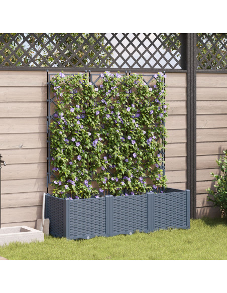 Fioriera da giardino  con trellis 3 pz grigio chiaro 120x40x143 cm