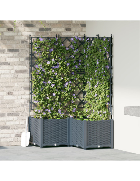 Fioriera da Giardino  con Griglia 3 pz Grigio Chiaro 80x80x143 cm