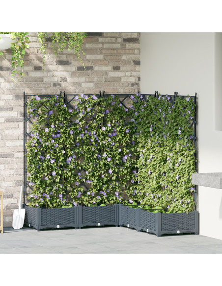 Vaso da Giardino con Trellis 5 pz Grigio Chiaro 120x120x125.5 cm