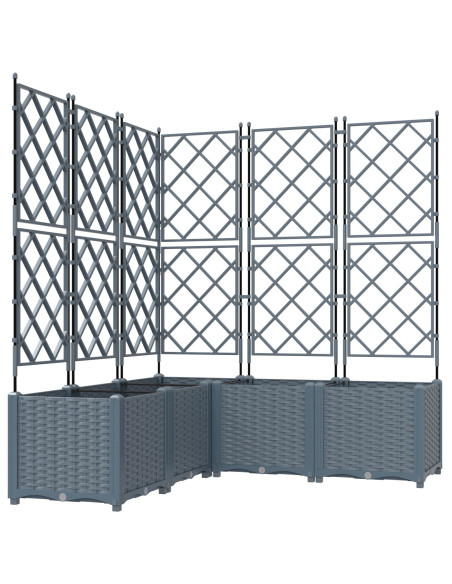 Vaso da Giardino con Trellis 5 pcs Grigio Chiaro 120x120x143 cm