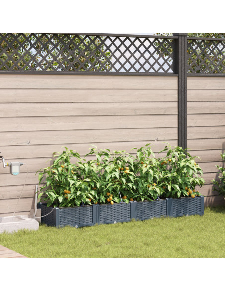 Vaso da giardino 4 pcs Grigio Chiaro Acciaio