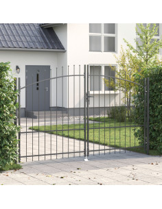 Cancello Doppio con blocco Grigio 299,5 x 224,5 cm Acciaio