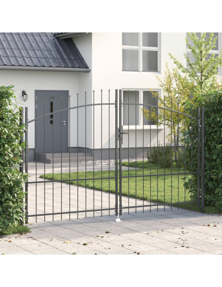 Cancello da giardino  con punta a lancia, doppio battente, grigio, 175x300 cm in acciaio