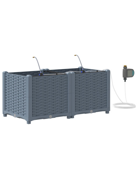 Vaso da giardino 2 pcs Grigio Chiaro Acciaio