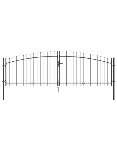 Cancello Doppio con blocco Grigio 400 x 199.5 cm Acciaio