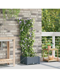 Vaso da giardino Grigio Chiaro 40 x 40 x 126 cm Acciaio