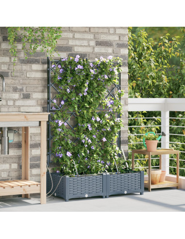 Vaso da giardino 2 pcs Grigio Chiaro Acciaio