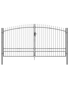 Cancello Doppio con blocco Grigio 400 x 199.5 cm Acciaio