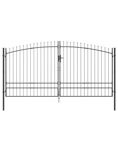 Cancello Doppio con blocco Grigio 400 x 199.5 cm Acciaio