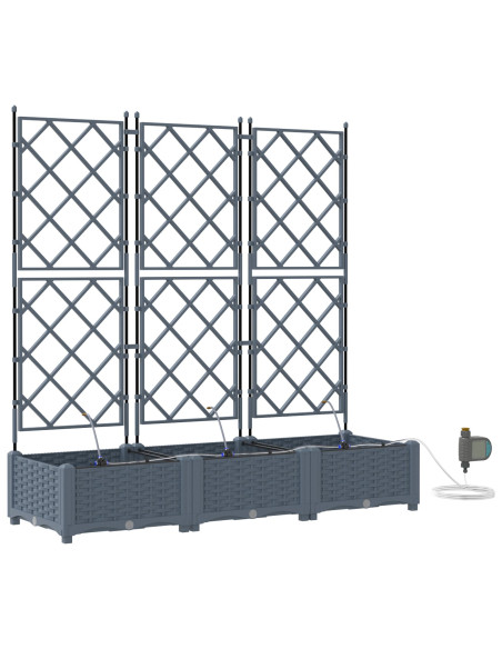 Vaso da giardino 3 pcs Grigio Chiaro Acciaio