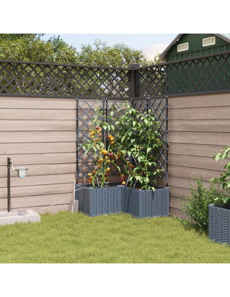 Vasi da Giardino con Sistema di Irrigazione 3 pz Grigio Chiaro