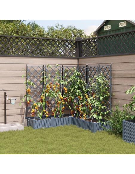 Vasi da Giardino con Sistema di Irrigazione 5 pz Grigio chiaro
