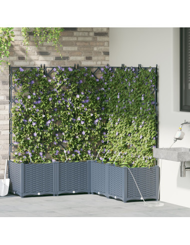 Vaso da giardino 5 pcs Grigio Chiaro Acciaio