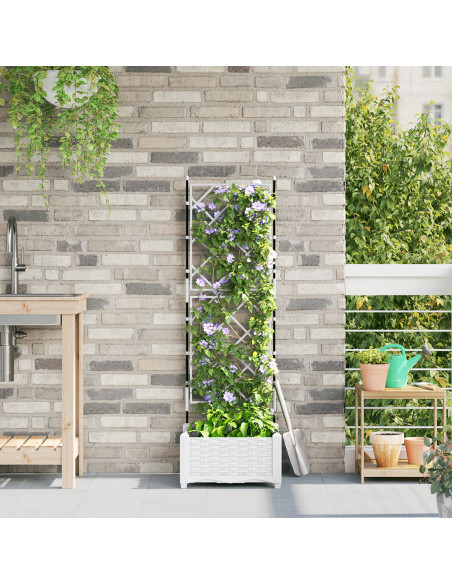 Fioriera da Giardino con Trellis Bianco 40x40x125.5 cm