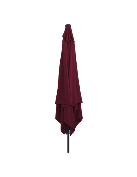 Parasol quadrato da giardino  con luci LED 295x245 cm Bordeaux