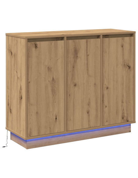 Mobile con LED in Rovere Artigianale 90x32x75 cm in Legno Ingegnerizzato