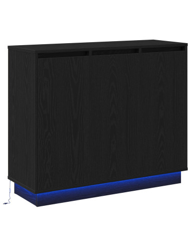 Madia LED Rovere Nero 90 x 32 x 75 cm Legno multistrato