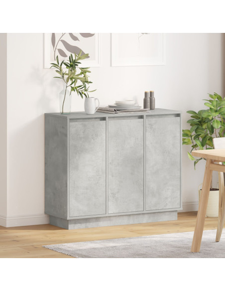 Credenza  con LED Grigio Cemento 90x32x75 cm in Legno ingegnerizzato