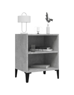 Comodino con Gambe in Metallo Grigio Cemento 40x30x50 cm 2