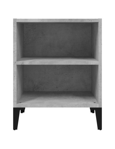 Comodino con Gambe in Metallo Grigio Cemento 40x30x50 cm