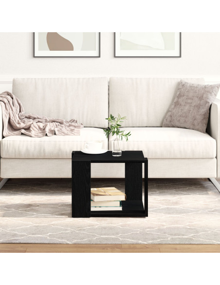 Tavolino da caffè Nero in rovere 40x40x30 cm in legno ingegnerizzato