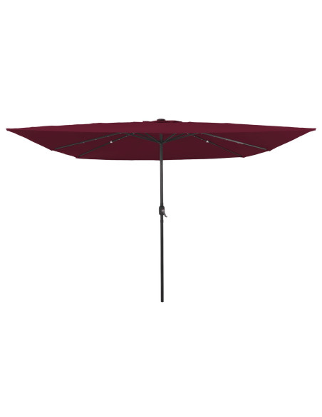 Parasol quadrato da giardino  con luci LED 295x245 cm Bordeaux
