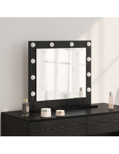 Specchio da Vanità Rettangolare Rovere Nero 60 x 55 x 18 cm