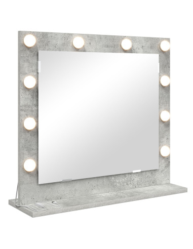 Specchio da Vanità Rettangolare Grigio cemento 60 x 55 x 18 cm
