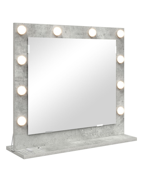 Specchio da Vanità Rettangolare Grigio cemento 60 x 55 x 18 cm