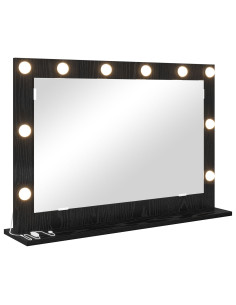 Specchio da Vanità Rettangolare Rovere Nero 80 x 15 x 18 cm