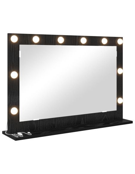 Specchio da Vanità Rettangolare Rovere Nero 80 x 15 x 18 cm