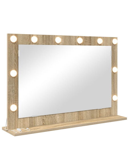 Specchio da Vanità Rettangolare Rovere Sonoma 80 x 55 x 18 cm