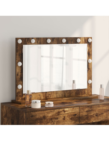 Specchio da Vanità Rettangolare Rovere fumé 80 x 55 x 18 cm