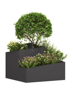 Vaso da giardino Nero 60 x 60 x 50 cm Acciaio laminato a freddo
