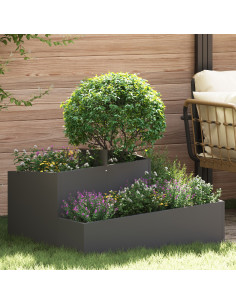 Vaso da giardino Nero 80 x 80 x 50 cm Acciaio laminato a freddo