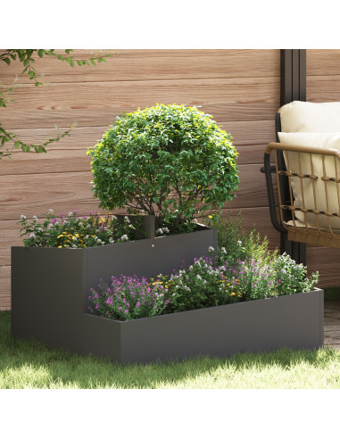 Vaso da giardino Nero 80 x 80 x 50 cm Acciaio laminato a freddo