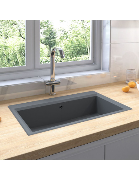 Lavabo da cucina  grigio 790x500x193 mm granito