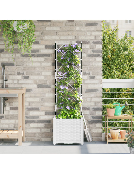 Fioriera da giardino  con traliccio bianco 40x40x143 cm