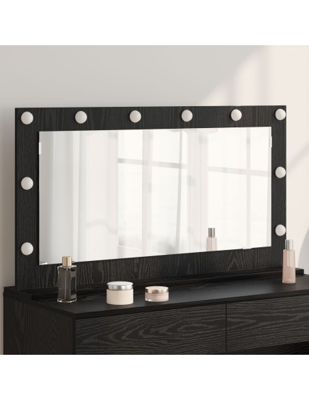 Specchio da Toeletta  Rovere Nero Legno, Vetro 100 x 55 x 18 cm