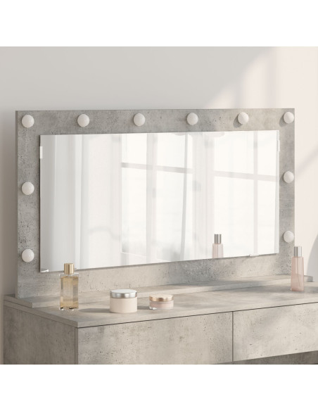 Specchio da Vanità Rettangolare Grigio cemento 100 x 55 x 18 cm